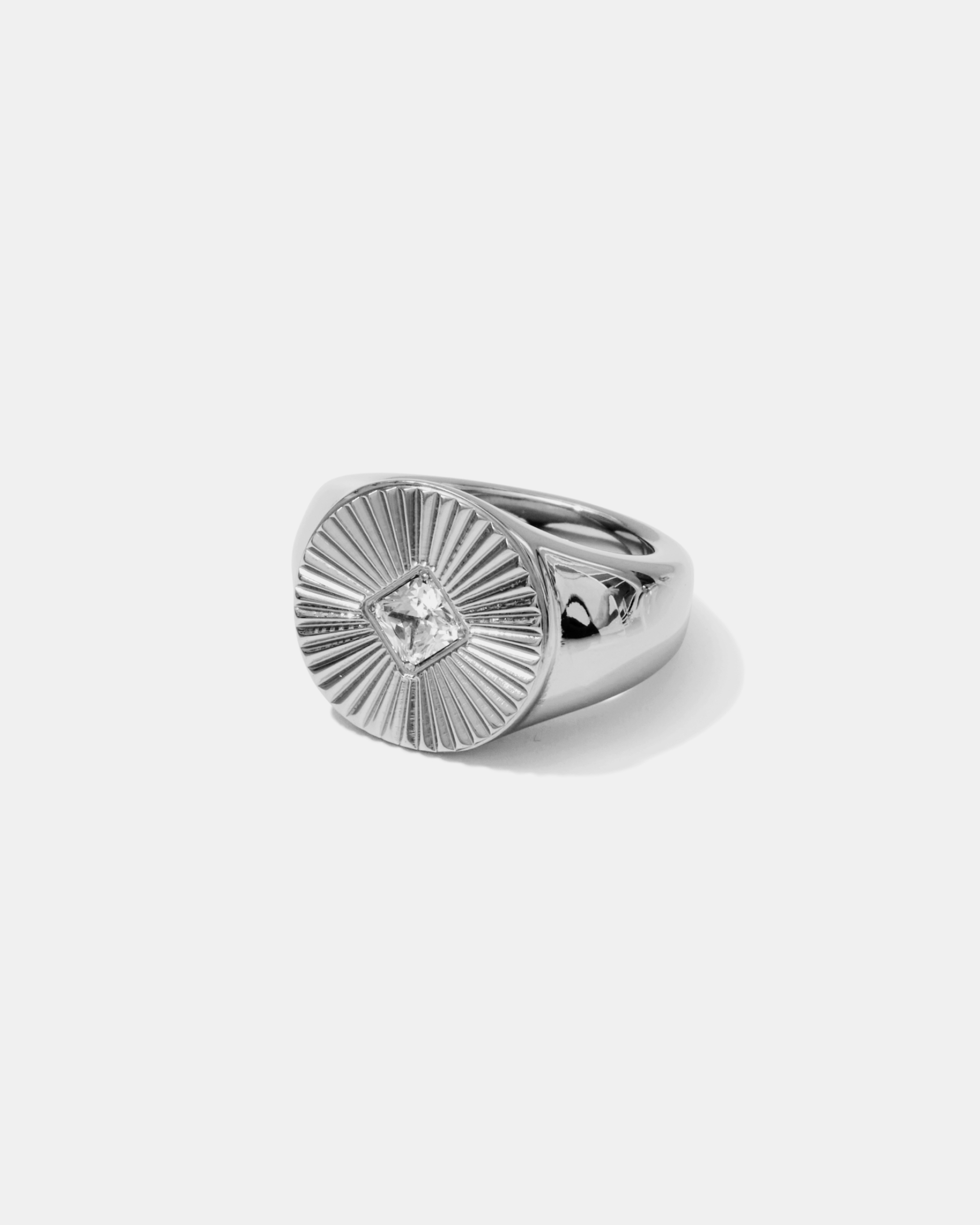 Fluted Gemstone Signet Ring